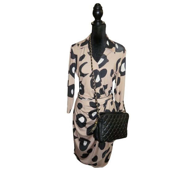 Maggy London Leopard Print Wrap Midi Jersey Knit Dress Made in Sri Lanka sz 10 - Picture 9 of 9